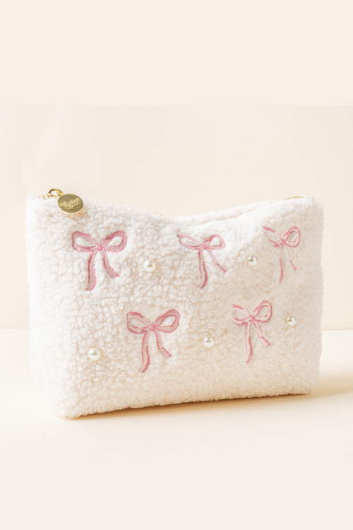 Pink Bows Rectangle Teddy Pouch