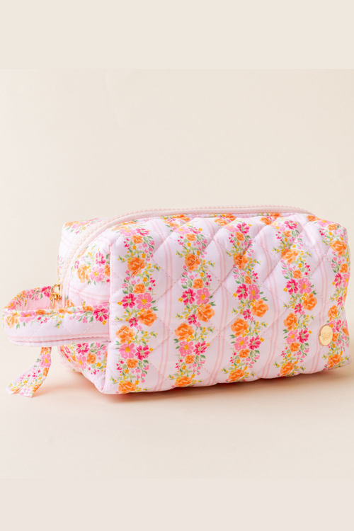 Quilted Cosmetic Pouch-Petal Parade Pink