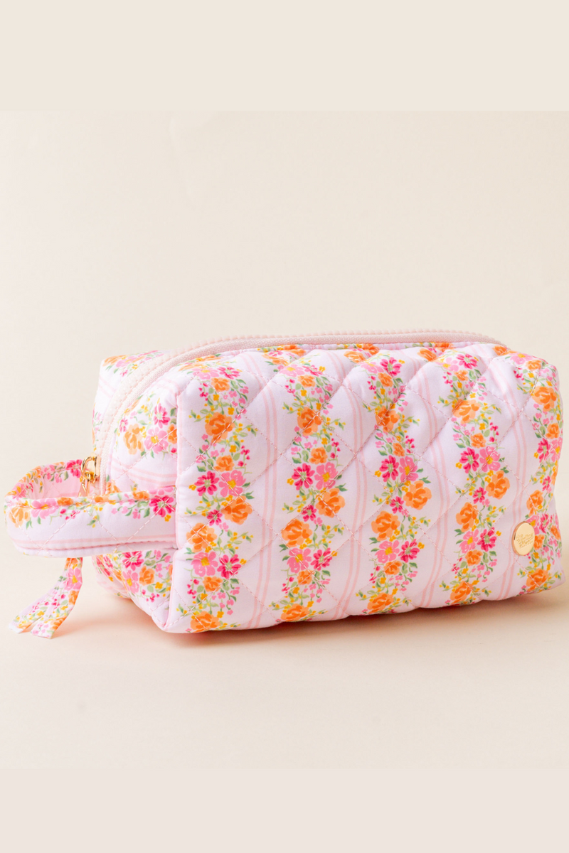 Quilted Cosmetic Pouch-Petal Parade Pink