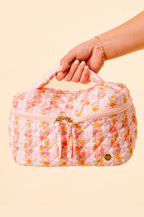 Glam & Go Quilted Cosmetic Bag-Petal Parade Pink