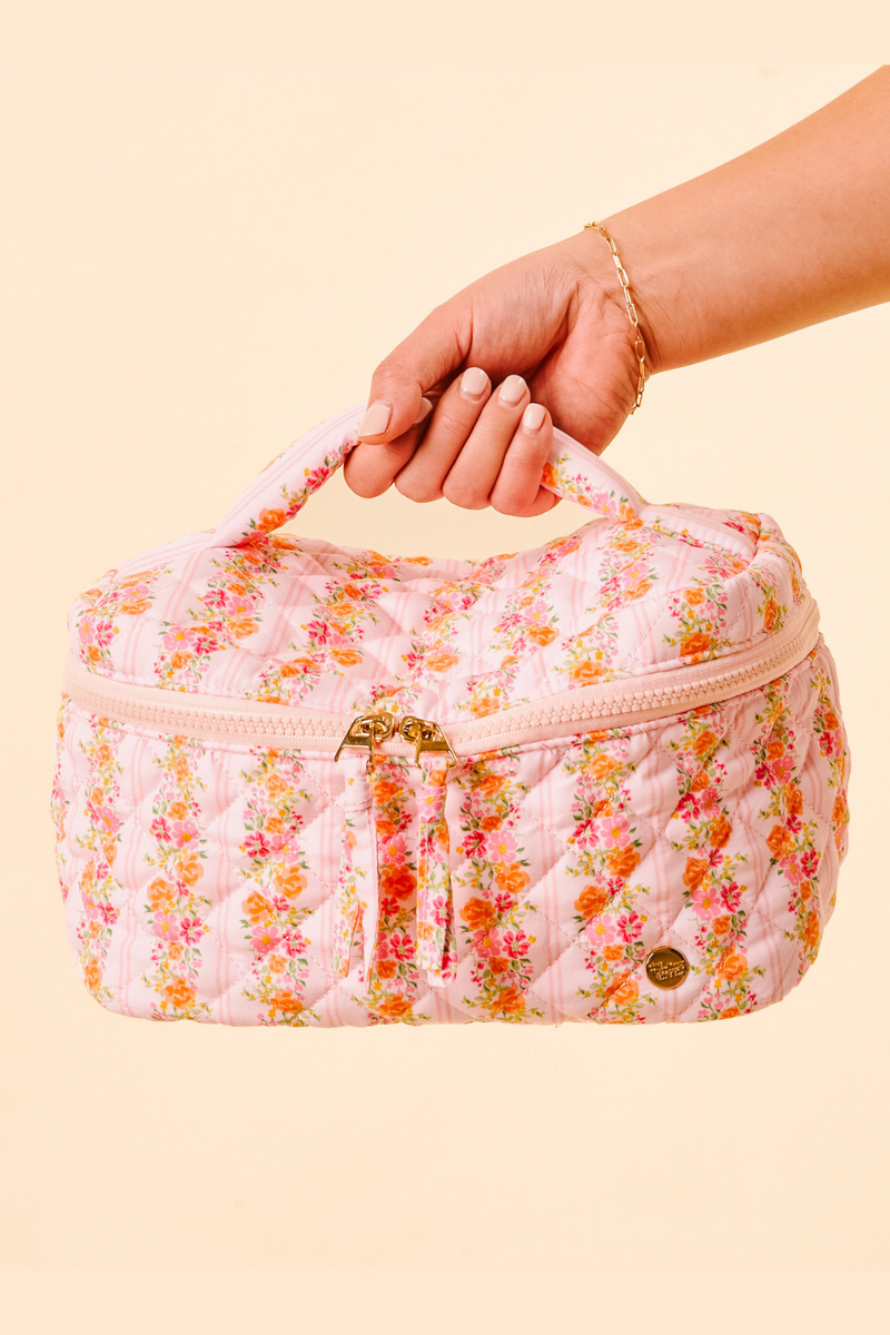 Glam & Go Quilted Cosmetic Bag-Petal Parade Pink