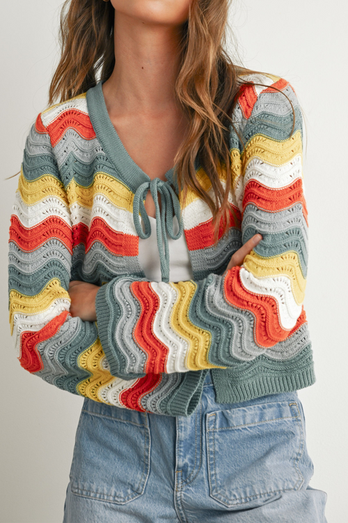 Teresa Tie Front Multi-Color Cardigan
