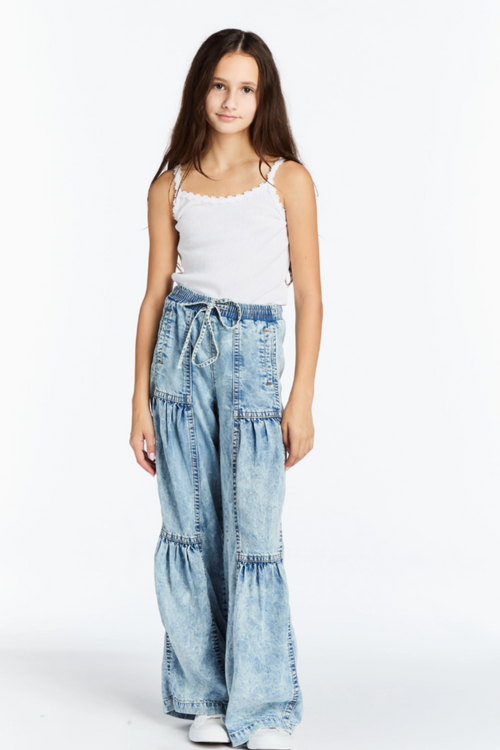 Girls Drawstring Wide Leg Pants by Tractr