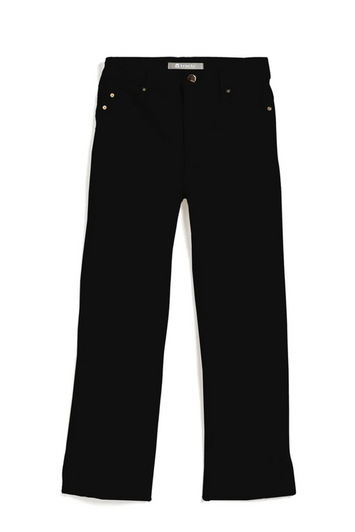 Girls High Rise Crop Flare Jeans in Black by Tractr