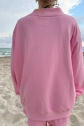 Sunkissed Coconut Pink Varsity Embroidered Mockneck