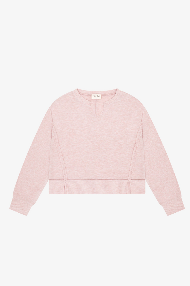 Hacci Jersey Cropped Split Neck Tunic By TENLY