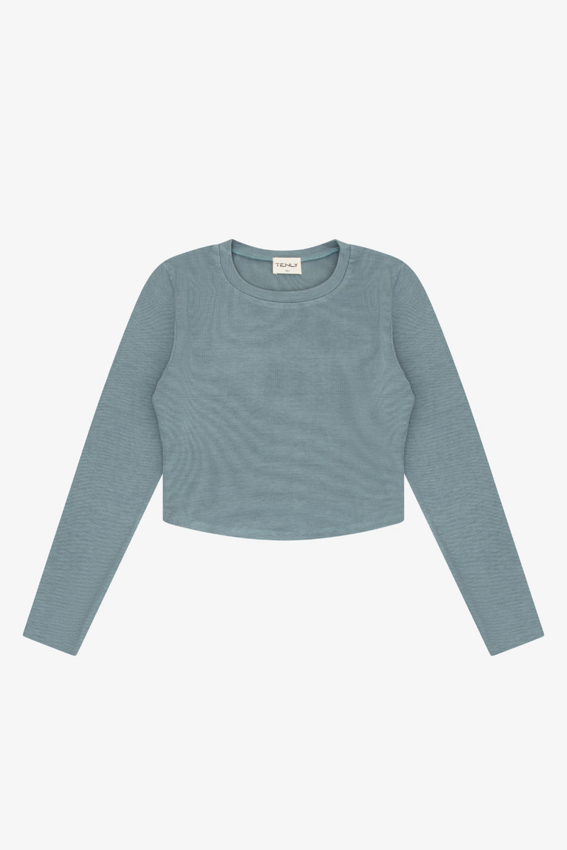 Ribbed Curved Hem Shirt By TENLY
