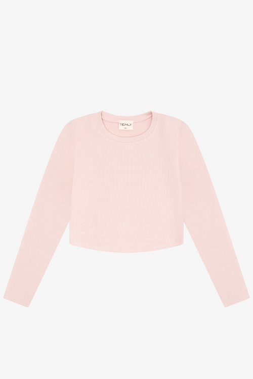 Ribbed Curved Hem Shirt By TENLY