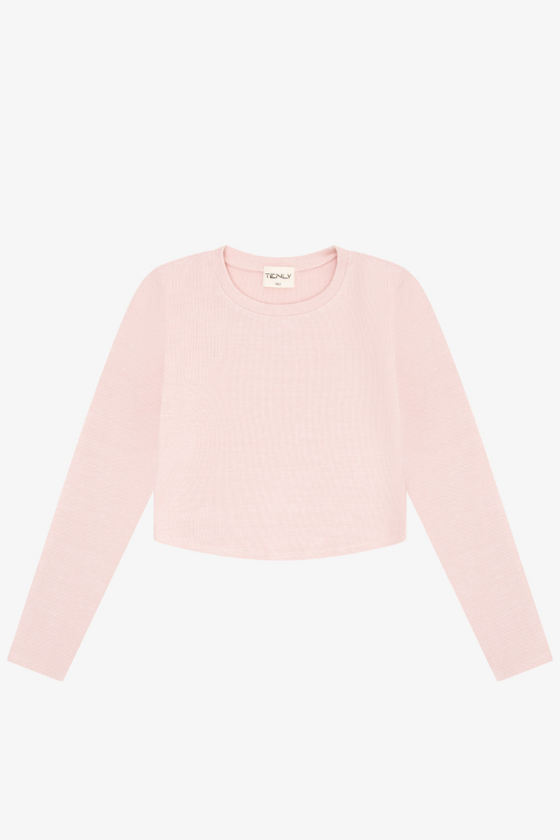 Ribbed Curved Hem Shirt By TENLY