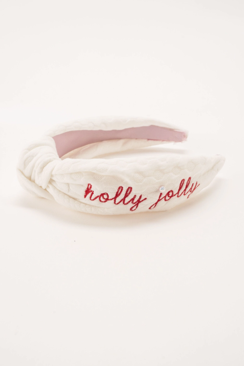 Holly Jolly Holiday Embroidered Headband