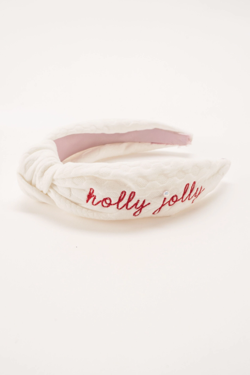 Holly Jolly Holiday Embroidered Headband