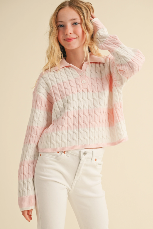Jennie Cable Knit Polo Top