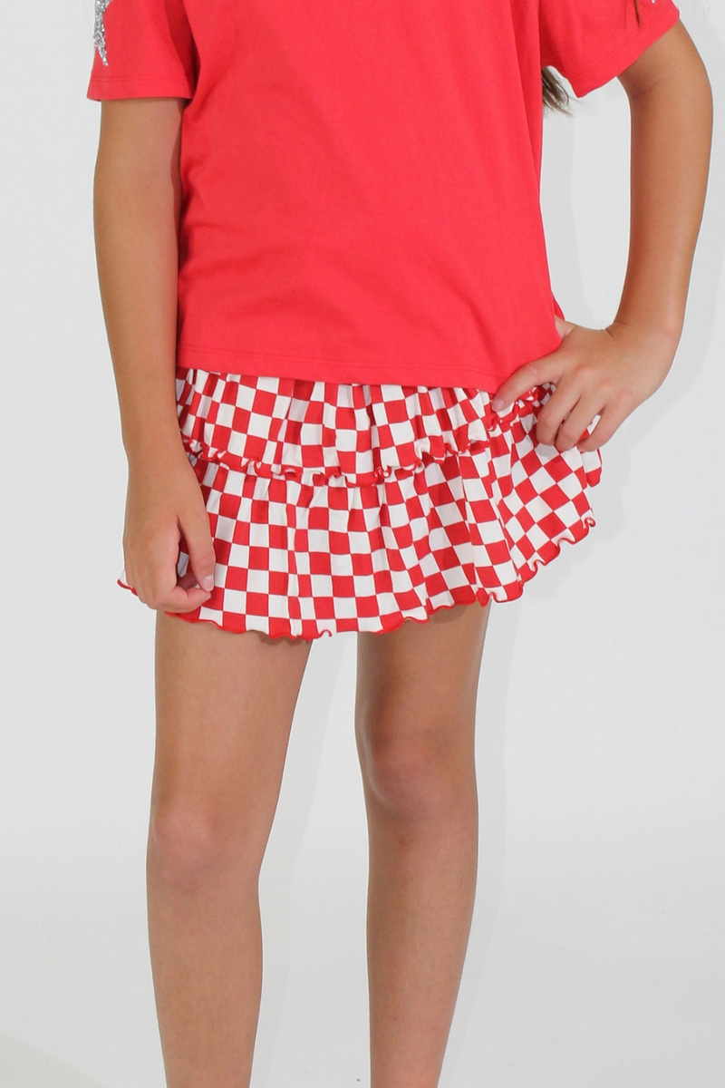 Red/White Checkered Skort by Paper Flower