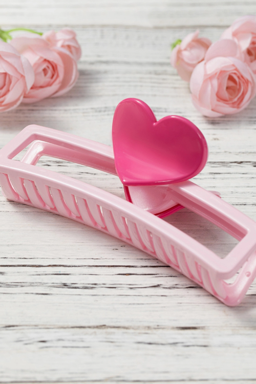 Valentine's Pink Heart Claw Clip