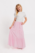 Girls Esme Skirt in Baby Pink Challis by Katie J NYC