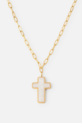 White Enamel Cross Necklace by Elevated Faith