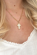 White Enamel Cross Necklace by Elevated Faith