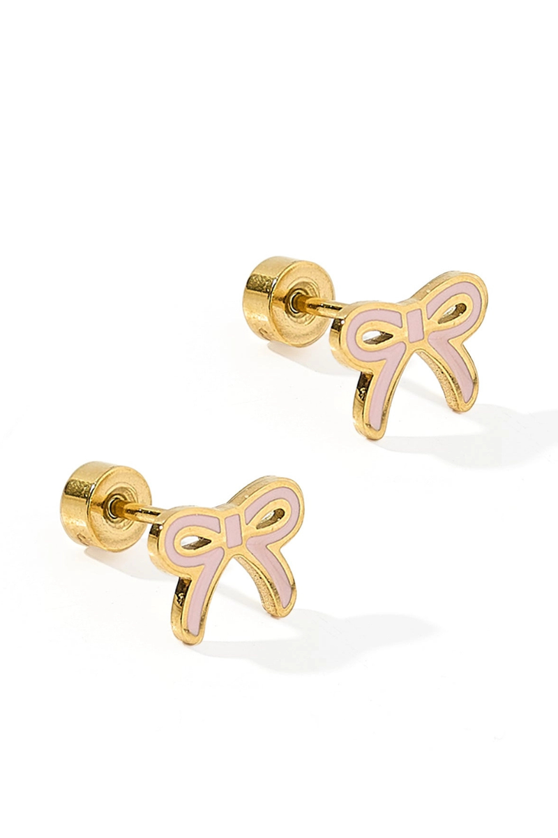 Sadie Bow Stud in Light Pink by Linny Co