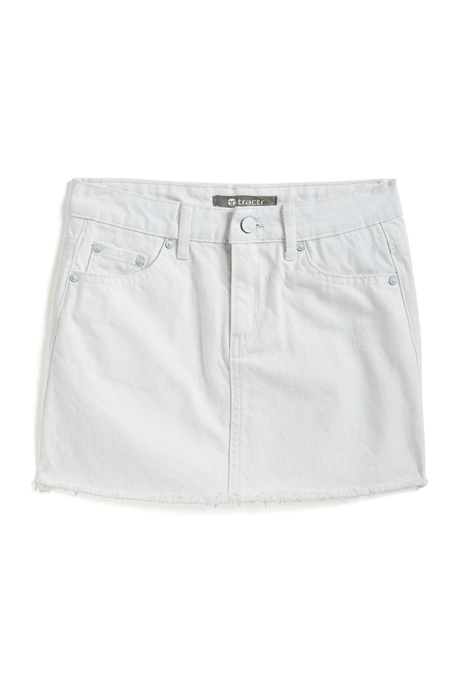 Tractr Girls Lisa Fray Hem Skirt in White