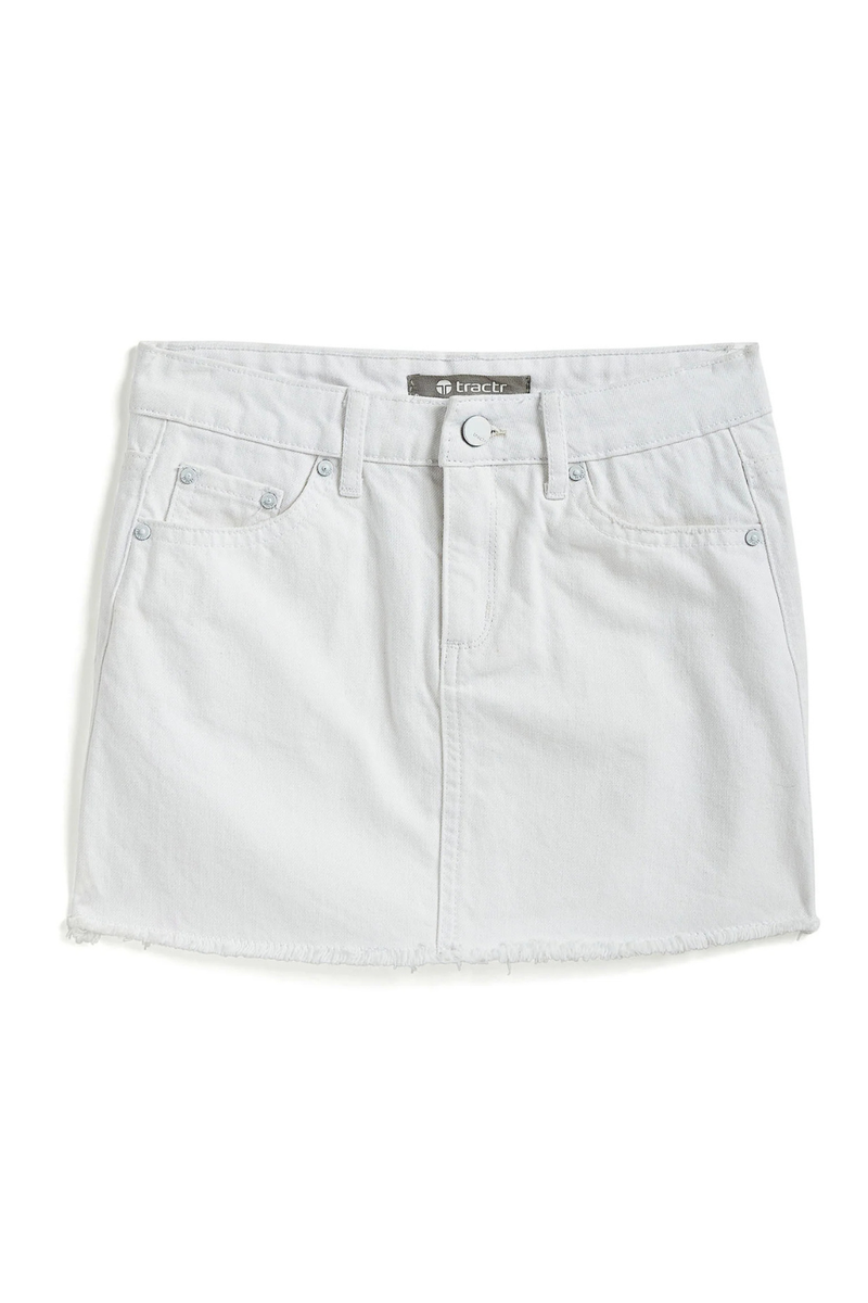 Tractr Girls Lisa Fray Hem Skirt in White