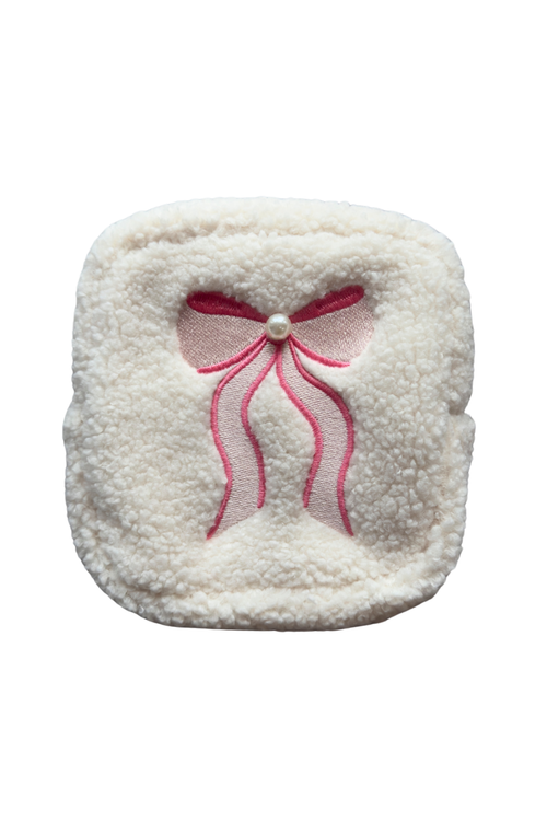 Square Pink Bow Pearl Pouch