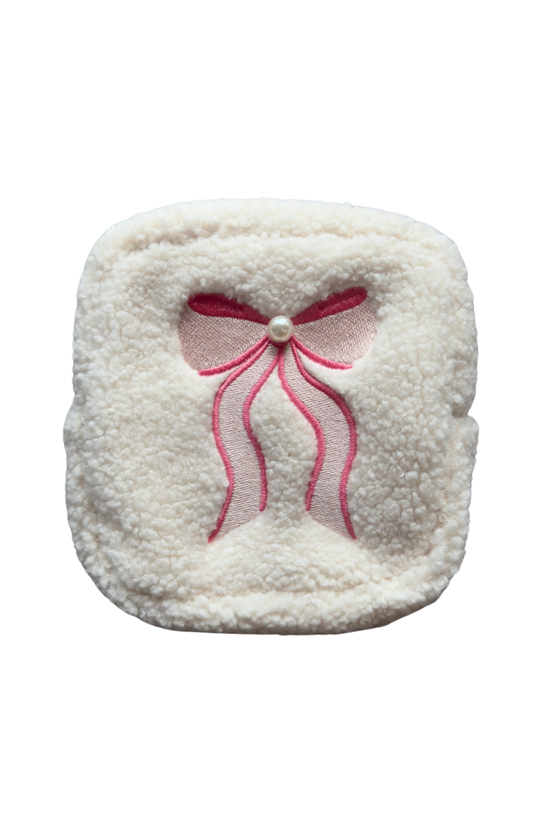 Square Pink Bow Pearl Pouch