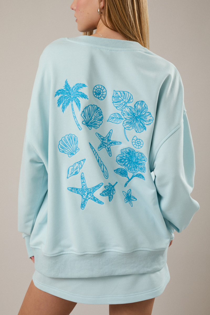 Coastal Embroidered Oversized Sweatshirt