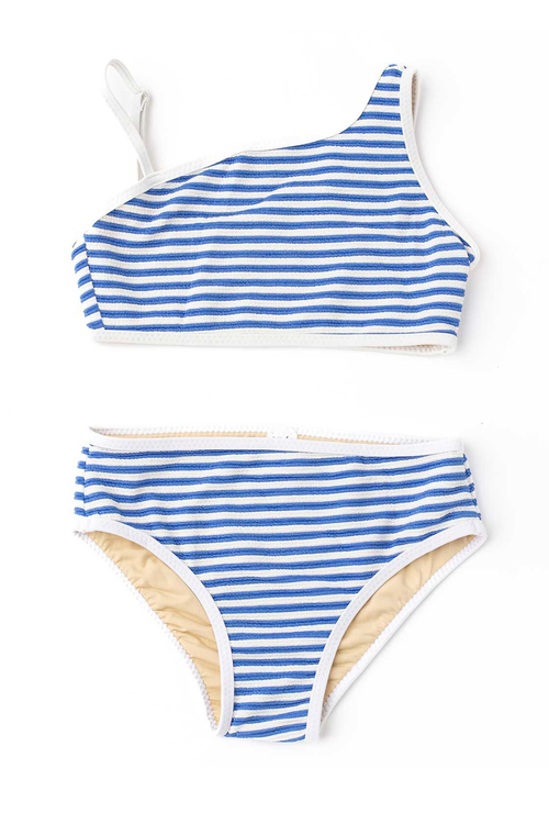 Blue Stripe Girls Two Piece Swimsuit by Shade Critters