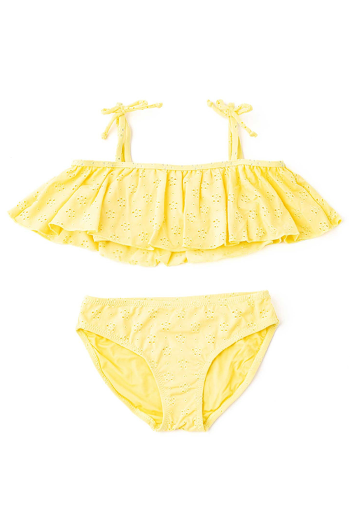 Butter Yellow Girls Two Piece Swimsuit by Shade Critters