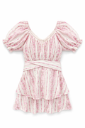 Girls Delilah Dress in Pink Cottage Stripe by Katie J NYC