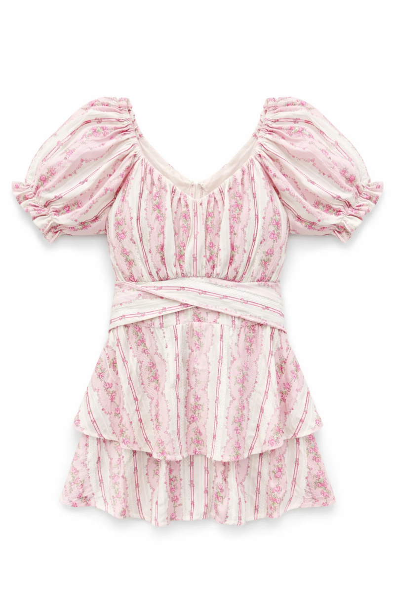 Juniors Delilah Dress in Pink Cottage Stripe by Katie J NYC