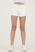 White Denim Short with Fray Hem by Vintage Havana