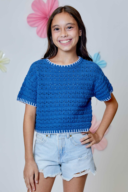 Nantucket Short Sleeve Stitch Detail Top