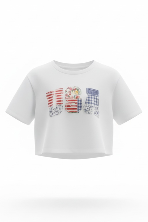 Girls USA Patchwork Applique Top by Peach Love California