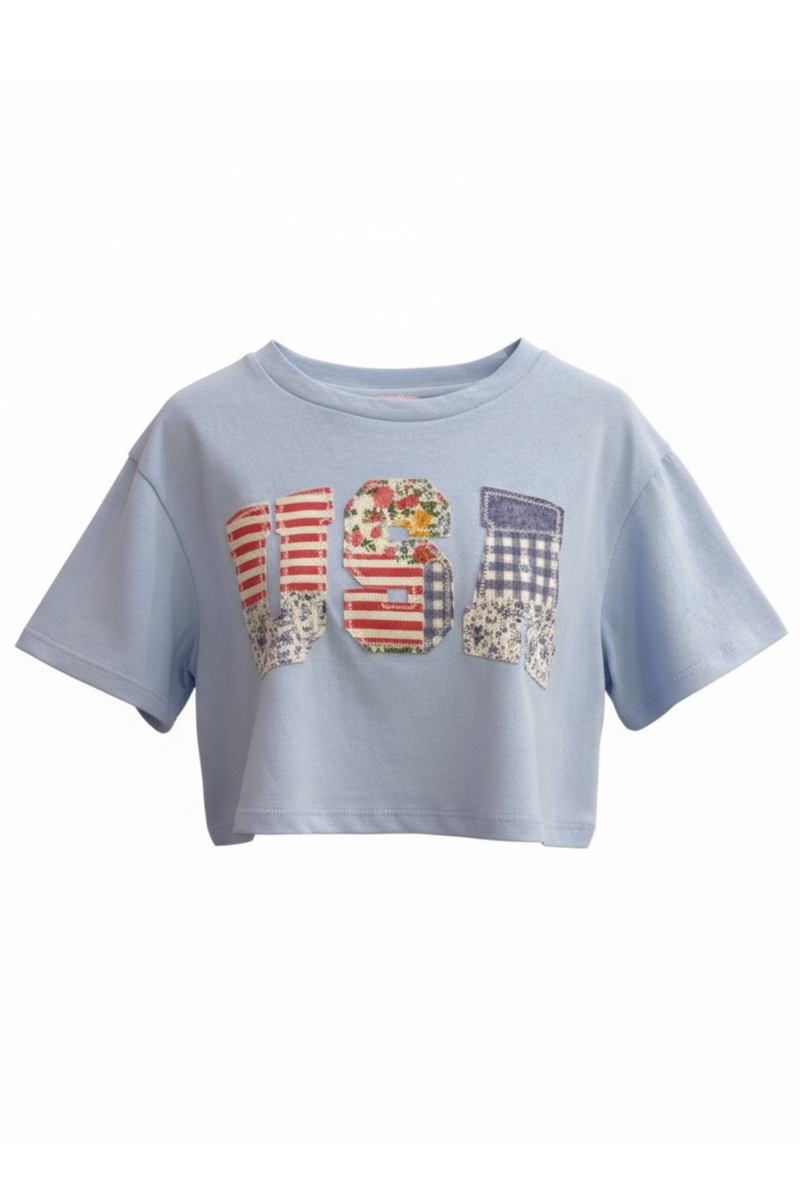 Girls USA Patchwork Applique Top by Peach Love California