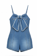 Girls Denim Bow Romper By Peach Love California