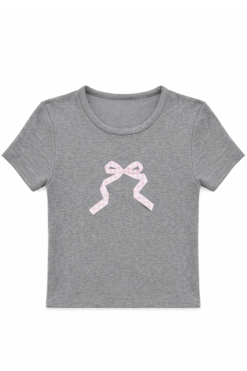 Katie J NYC Girls Gingham Bow Tee