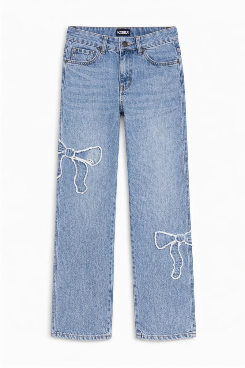 Katie J Girls Bow Embroidered Jeans