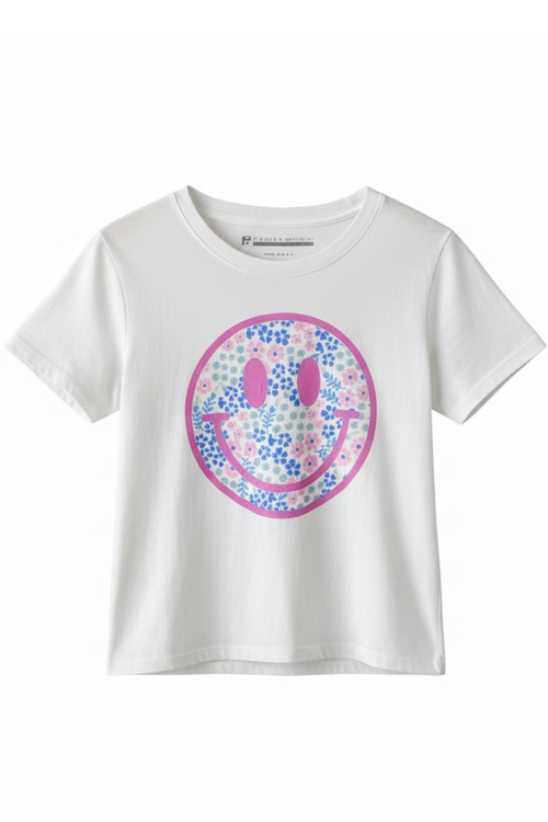 Girls Happy Face Crop Tee by Prince Peter