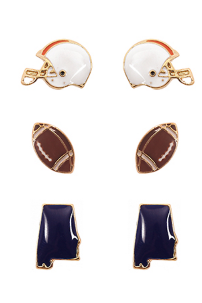 Collegiate Football Enamel Stud Earrings