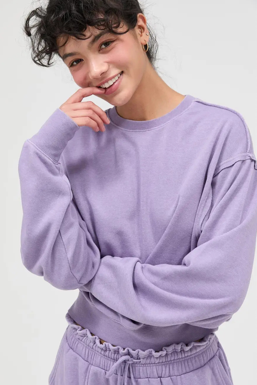 Raw Edge Detail Burnout Sweatshirt