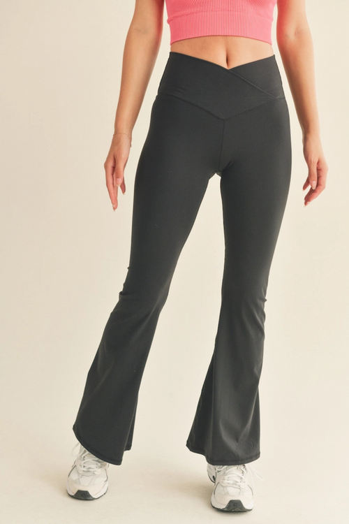 High Waist Cross Over Flare Legging