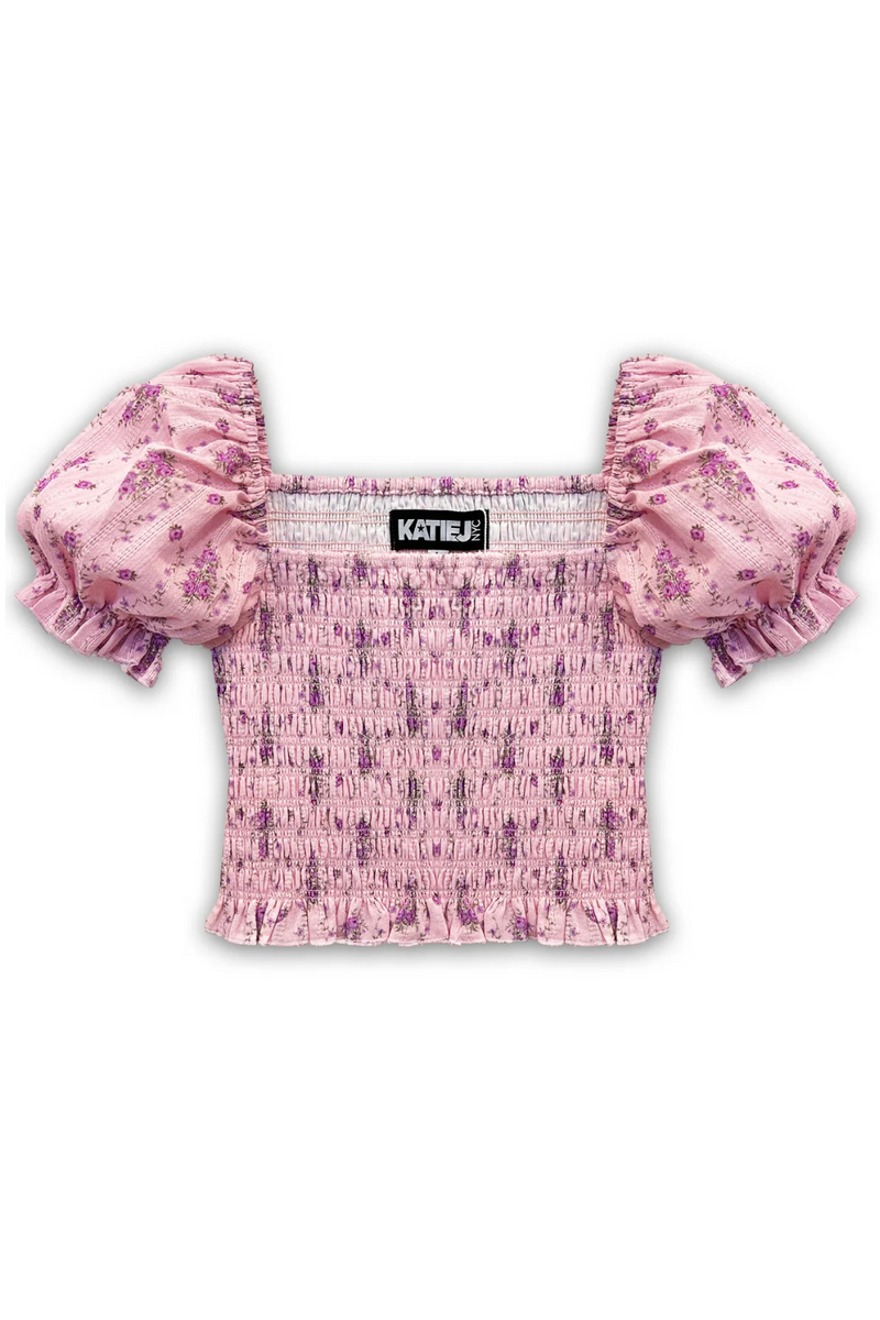 Juniors Marlee Top in Violet Stripe Floral by Katie J NYC