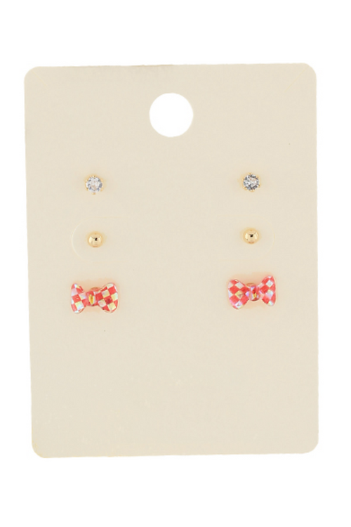 Bow & Ball Stud Earring Set