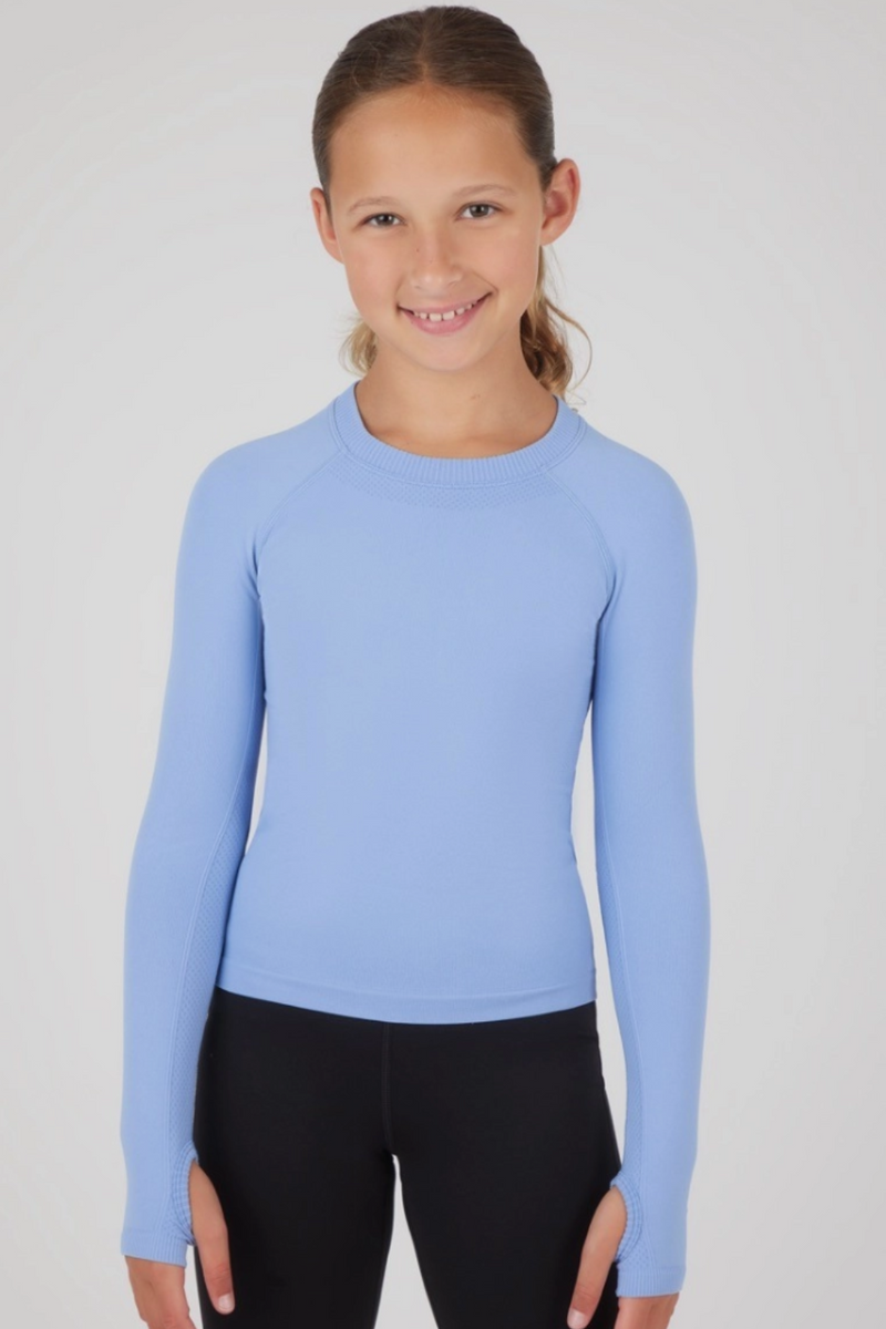 Girls Seamless Long Sleeve Top with Thumbholes