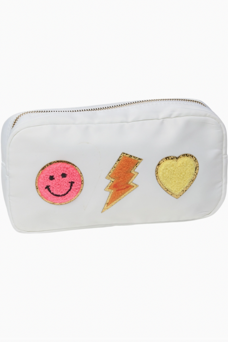 Medium Pouch with Glitter Chenille Patches
