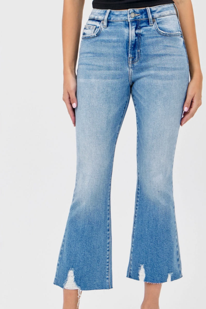 Happi High Rise Cropped Flare Jeans by Hidden