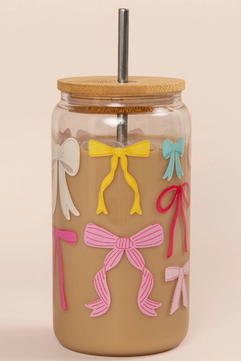 Coquette Bows Glass Can