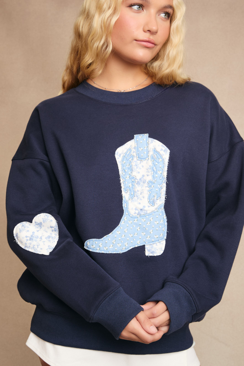 Patchwork Boots Oversized Sweatshirt