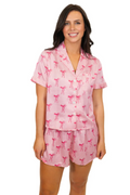 Tied With Bow Satin Pajama Short Set By Jane Marie